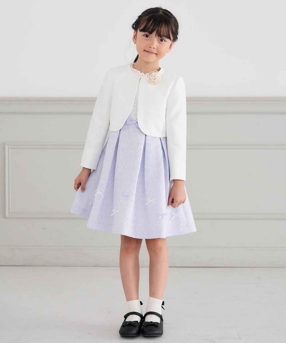 KGLCD02009 a.v.v KIDS(アー・ヴェ・ヴェ) [16-18cm/19-21cm]【セレモニー】リボン付きショートソックス ホワイト