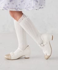 KGLCD03014 a.v.v KIDS(アー・ヴェ・ヴェ) [16-18cm/19-21cm]【セレモニー】フリルリボンハイソックス ホワイト