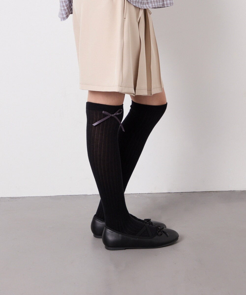 KGLGD14009 a.v.v KIDS(アー・ヴェ・ヴェ) 【19-21/22-24cm】サイドリボンニーハイ ブラック