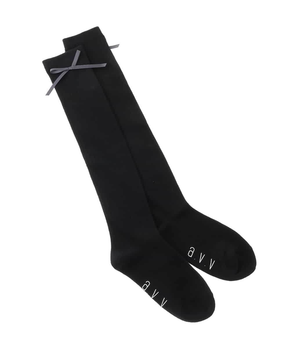 KGLGD14009 a.v.v KIDS(アー・ヴェ・ヴェ) 【19-21/22-24cm】サイドリボンニーハイ ブラック