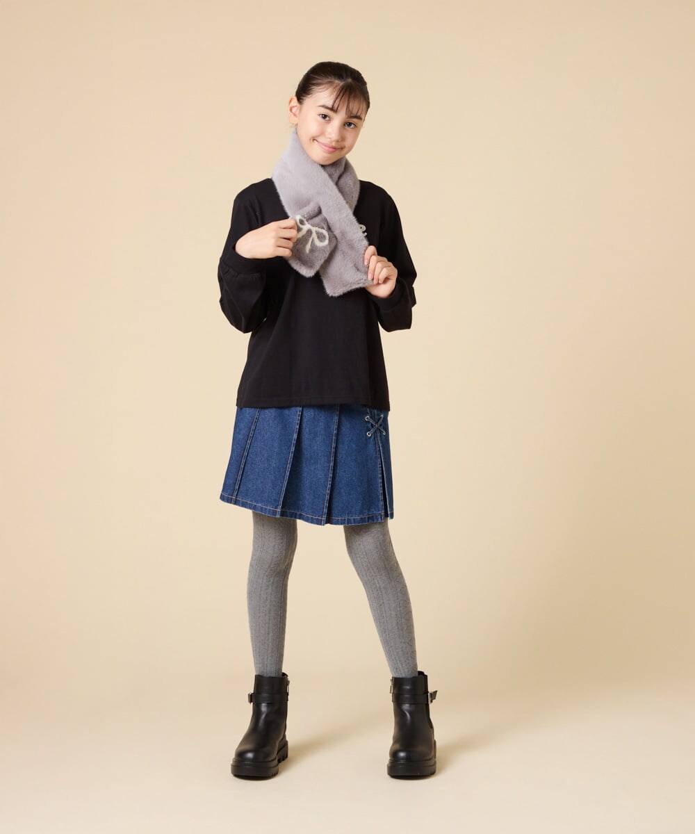 KGUAD07014 a.v.v KIDS(アー・ヴェ・ヴェ) [110/130/150size]ジャガードタイツ グレー