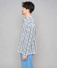 KHBFD11079 a.v.v MEN(アー・ヴェ・ヴェ) 真夏もお任せの涼しい長袖シャツ【洗濯機で洗える】透かしストライプ ワイドシルエットシャツ ライトブルー