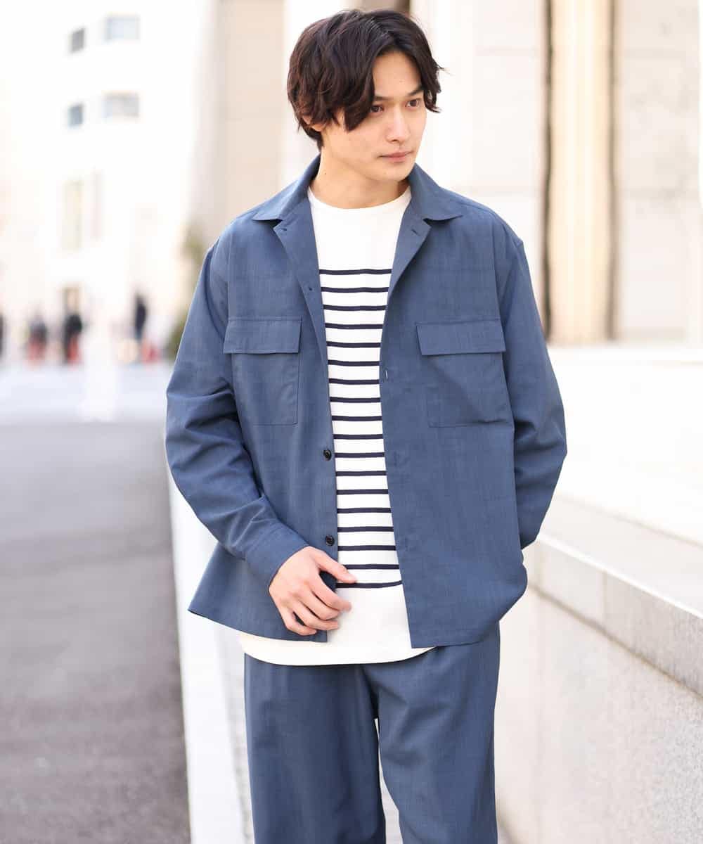 KHBFS23059 a.v.v MEN(アー・ヴェ・ヴェ) 【速乾/接触冷感/防シワ】リライト ダブルポケットワイドシャツ（セットアップ可） グレー