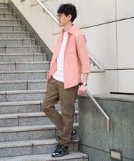 KHBGD30054 a.v.v MEN(アー・ヴェ・ヴェ) 累計15,000枚販売！リネン混シャツ【接触冷感 / 速乾/ストレッチ / イージーケア / 洗濯機で洗える】 ラベンダー