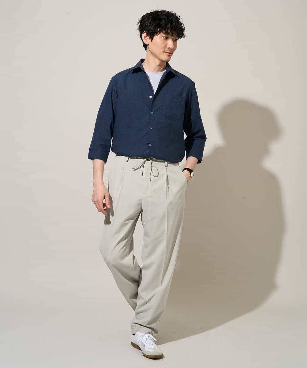 KHBGD30054 a.v.v MEN(アー・ヴェ・ヴェ) 累計15,000枚販売！リネン混シャツ【接触冷感 / 速乾/ストレッチ / イージーケア / 洗濯機で洗える】 ラベンダー