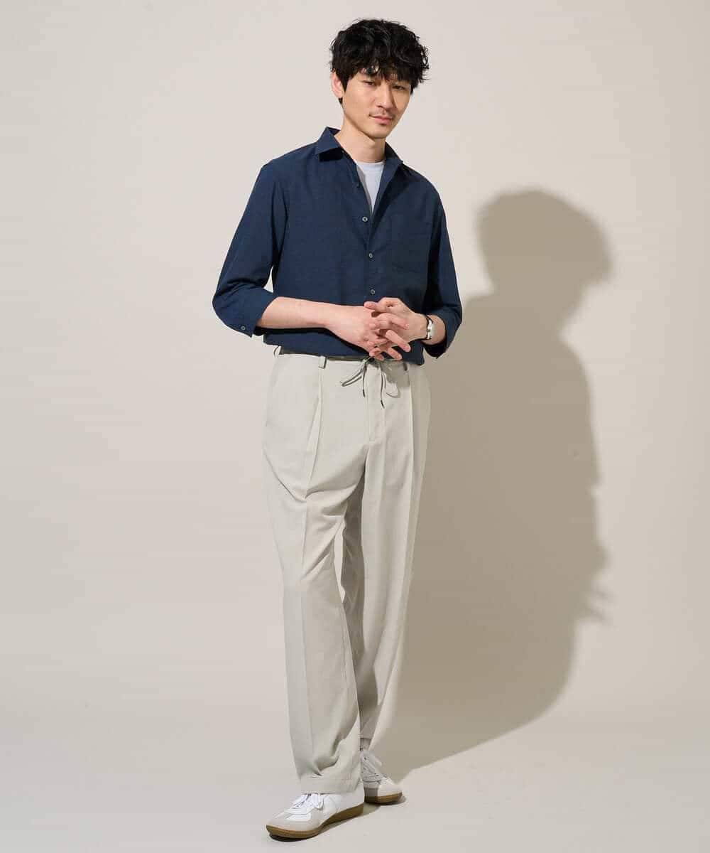 KHBGD30054 a.v.v MEN(アー・ヴェ・ヴェ) 累計15,000枚販売！リネン混シャツ【接触冷感 / 速乾/ストレッチ / イージーケア / 洗濯機で洗える】 ラベンダー