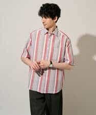 KHBGD35069 a.v.v MEN(アー・ヴェ・ヴェ) サラッと涼しい 5分袖マルチストライプワイドシルエットシャツ【洗濯機で洗える】 ブルー
