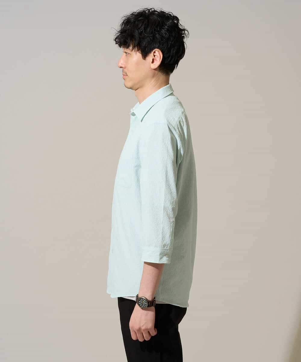 KHBGD37064 a.v.v MEN(アー・ヴェ・ヴェ) ドライシアサッカーシャツ【イージーケア / 洗濯機で洗える / 快適ストレッチ】 ブルー