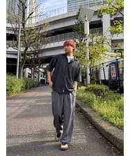KHBGD49069 a.v.v MEN(アー・ヴェ・ヴェ) ワンランク上の印象を与えるカジュアルシャツ【イージーケア/洗濯機で洗える/毛玉になりにくい】スカシウェーブゴブソデオープンカラーシャツ オレンジ