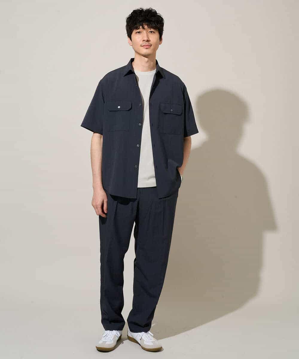 KHBGD53059 a.v.v MEN(アー・ヴェ・ヴェ) 〈接触冷感 / 吸水速乾〉リライトＷポケットシャツ【UVカット / ストレッチ / イージーケア / 洗濯機で洗える】 ダークグレー