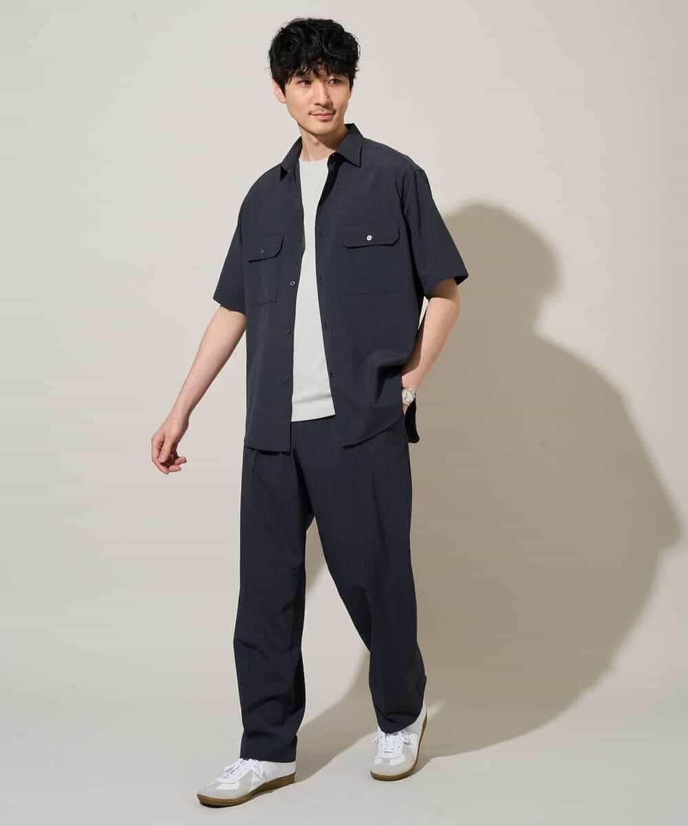 KHBGD53059 a.v.v MEN(アー・ヴェ・ヴェ) 〈接触冷感 / 吸水速乾〉リライトＷポケットシャツ【UVカット / ストレッチ / イージーケア / 洗濯機で洗える】 ダークグレー