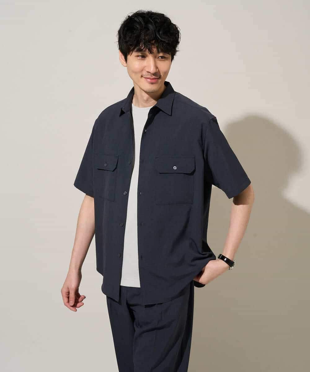 KHBGD53059 a.v.v MEN(アー・ヴェ・ヴェ) 〈接触冷感 / 吸水速乾〉リライトＷポケットシャツ【UVカット / ストレッチ / イージーケア / 洗濯機で洗える】 ダークグレー