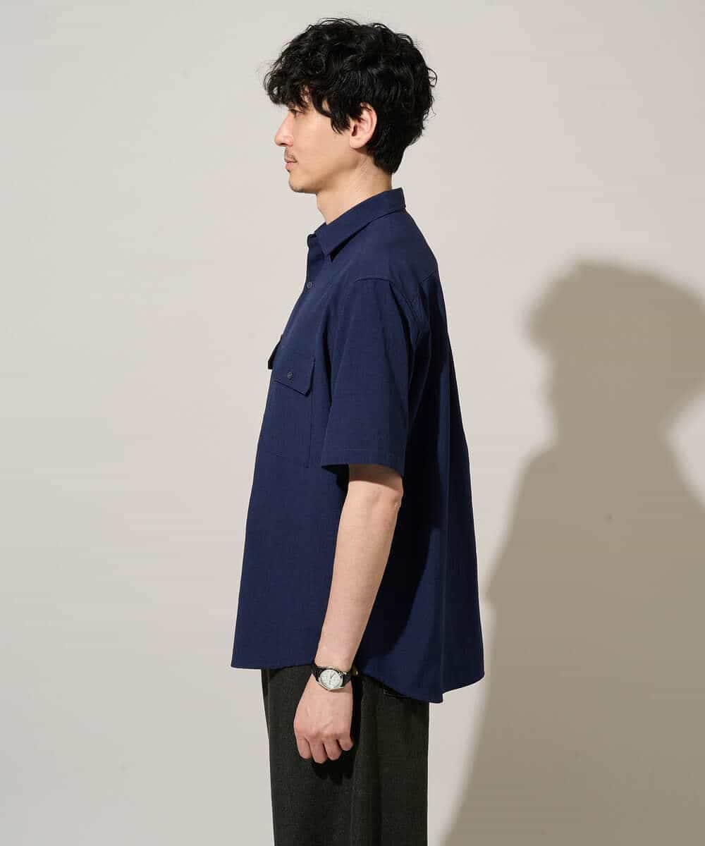 KHBGD53059 a.v.v MEN(アー・ヴェ・ヴェ) 〈接触冷感 / 吸水速乾〉リライトＷポケットシャツ【UVカット / ストレッチ / イージーケア / 洗濯機で洗える】 ダークグレー