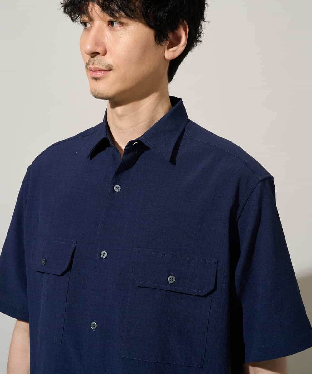 KHBGD53059 a.v.v MEN(アー・ヴェ・ヴェ) 〈接触冷感 / 吸水速乾〉リライトＷポケットシャツ【UVカット / ストレッチ / イージーケア / 洗濯機で洗える】 ダークグレー