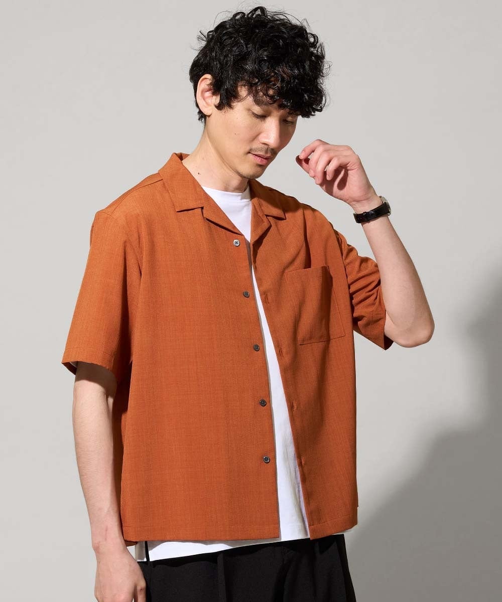 KHBGD78049 a.v.v MEN(アー・ヴェ・ヴェ) <新色&再入荷> ＼夏に嬉しい機能全部付き／　リライト オープンカラーシャツ オレンジ