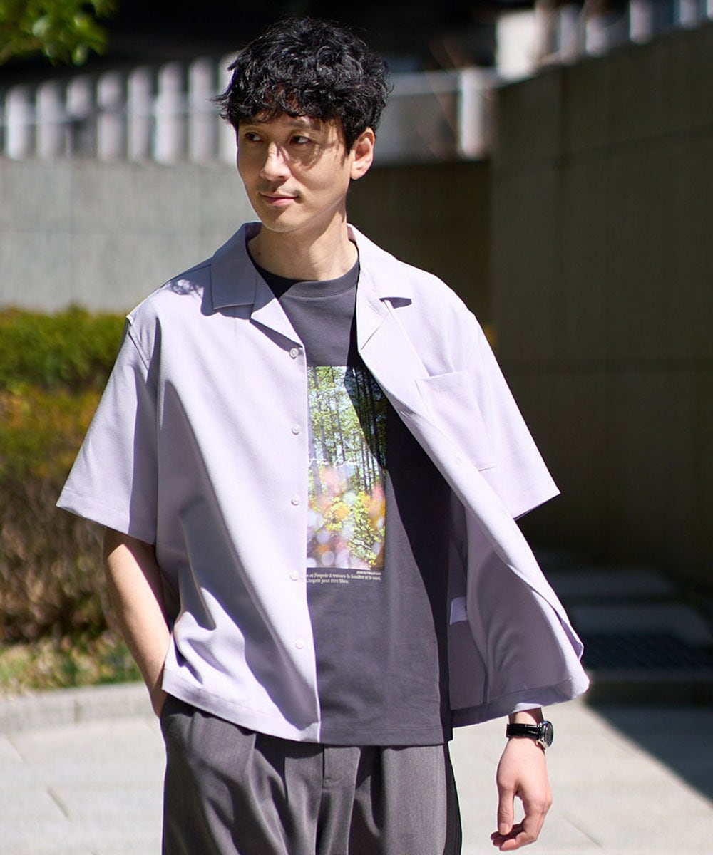 KHBGD78049 a.v.v MEN(アー・ヴェ・ヴェ) <新色&再入荷> ＼夏に嬉しい機能全部付き／　リライト オープンカラーシャツ ラベンダー