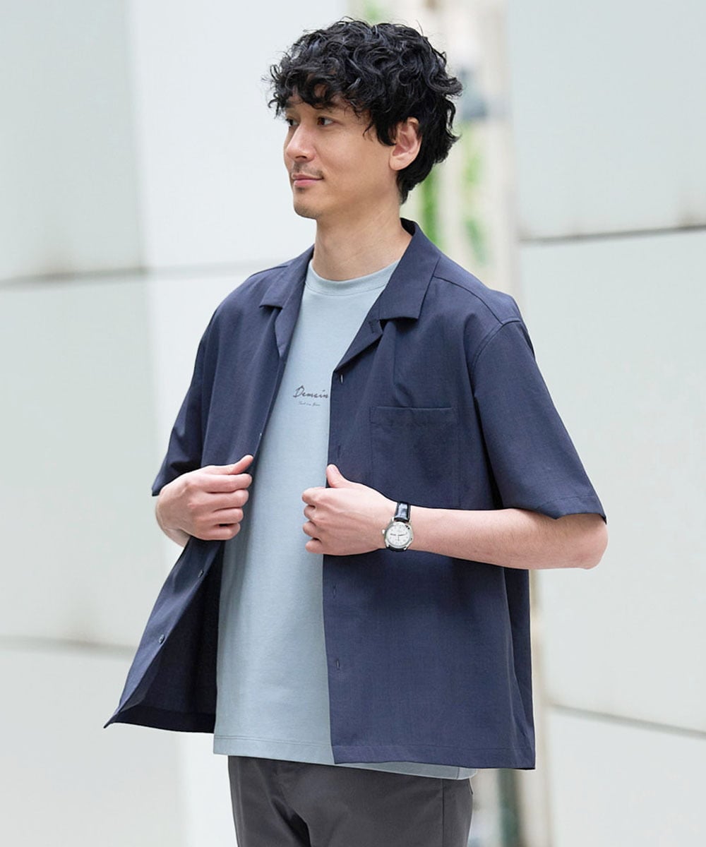 KHBGD78049 a.v.v MEN(アー・ヴェ・ヴェ) <新色&再入荷> ＼夏に嬉しい機能全部付き／　リライト オープンカラーシャツ ダークグレー