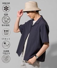 KHBGD78049 a.v.v MEN(アー・ヴェ・ヴェ) <新色&再入荷> ＼夏に嬉しい機能全部付き／　リライト オープンカラーシャツ ダークグレー