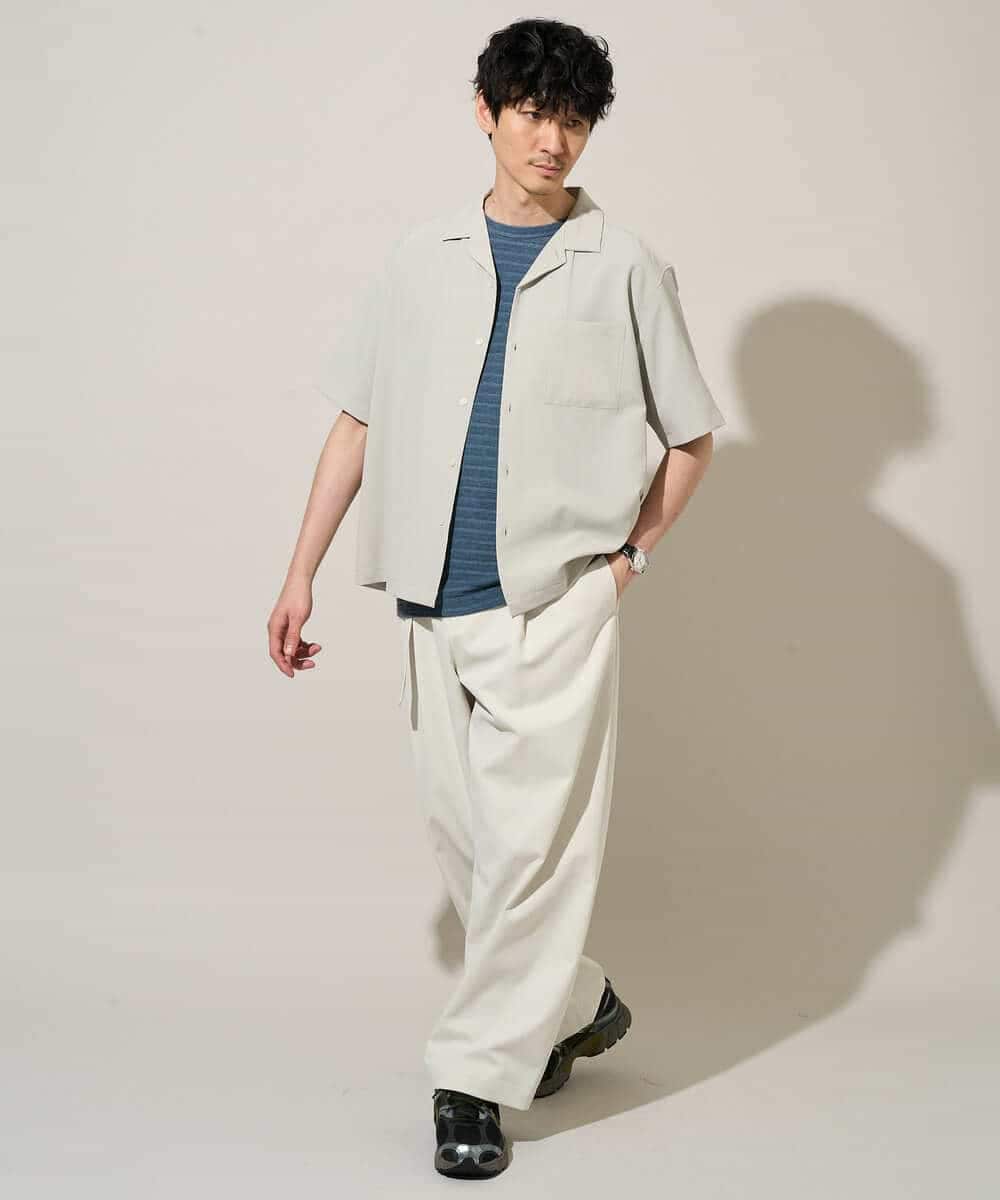 KHBGD78049 a.v.v MEN(アー・ヴェ・ヴェ) <新色&再入荷> ＼夏に嬉しい機能全部付き／　リライト オープンカラーシャツ ダークグレー