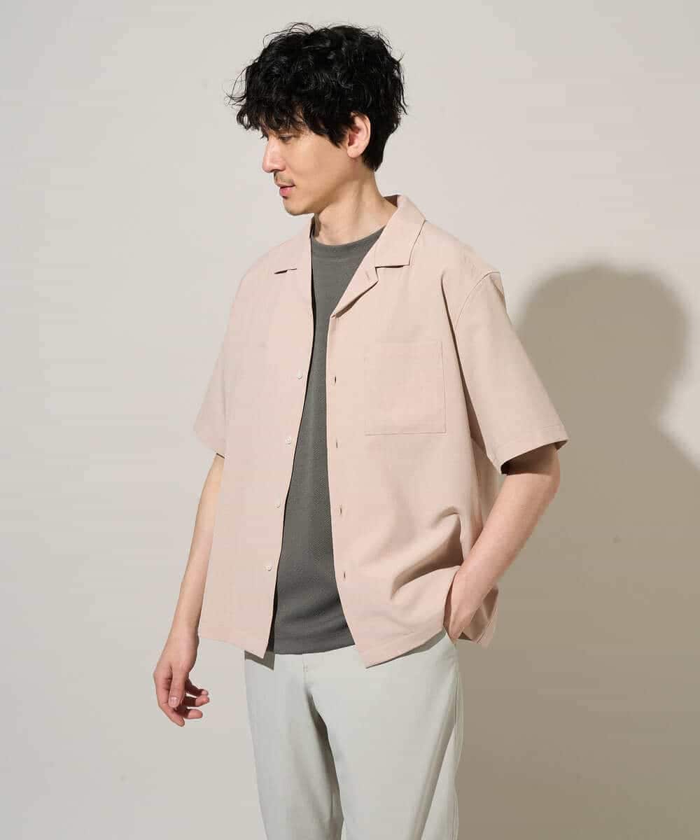 KHBGD78049 a.v.v MEN(アー・ヴェ・ヴェ) <新色&再入荷> ＼夏に嬉しい機能全部付き／　リライト オープンカラーシャツ ダークグレー