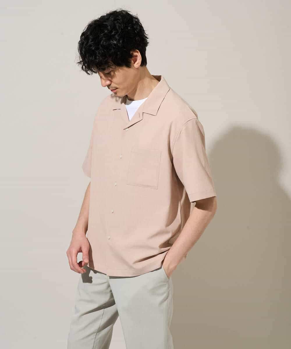 KHBGD78049 a.v.v MEN(アー・ヴェ・ヴェ) <新色&再入荷> ＼夏に嬉しい機能全部付き／　リライト オープンカラーシャツ ダークグレー