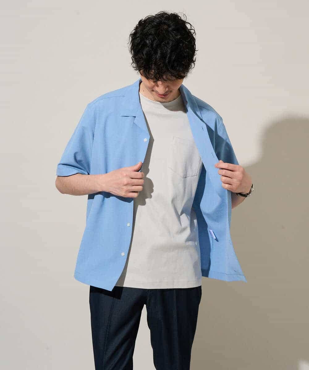 KHBGD78049 a.v.v MEN(アー・ヴェ・ヴェ) <新色&再入荷> ＼夏に嬉しい機能全部付き／　リライト オープンカラーシャツ ダークグレー