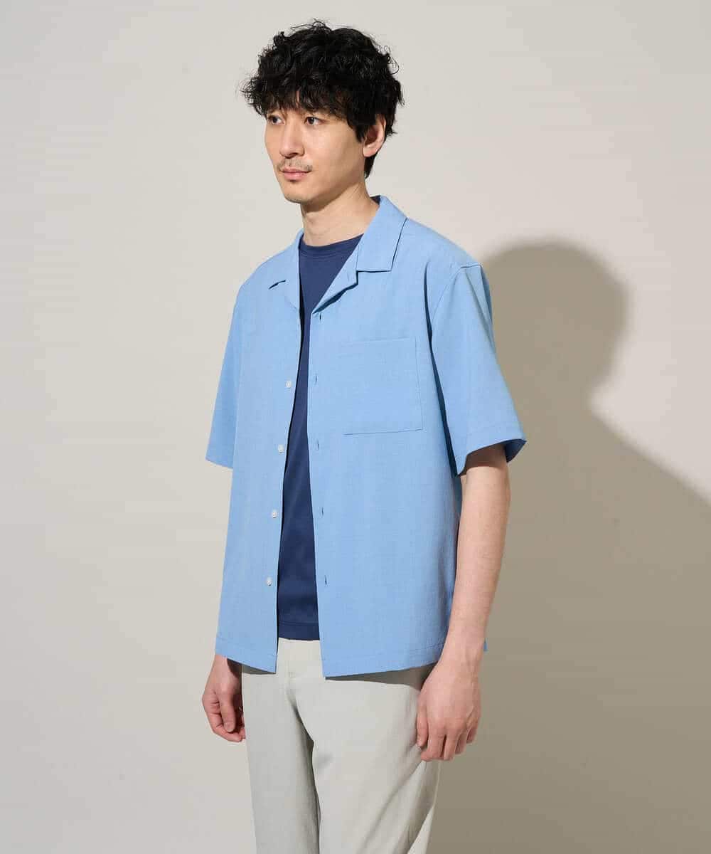 KHBGD78049 a.v.v MEN(アー・ヴェ・ヴェ) <新色&再入荷> ＼夏に嬉しい機能全部付き／　リライト オープンカラーシャツ ダークグレー
