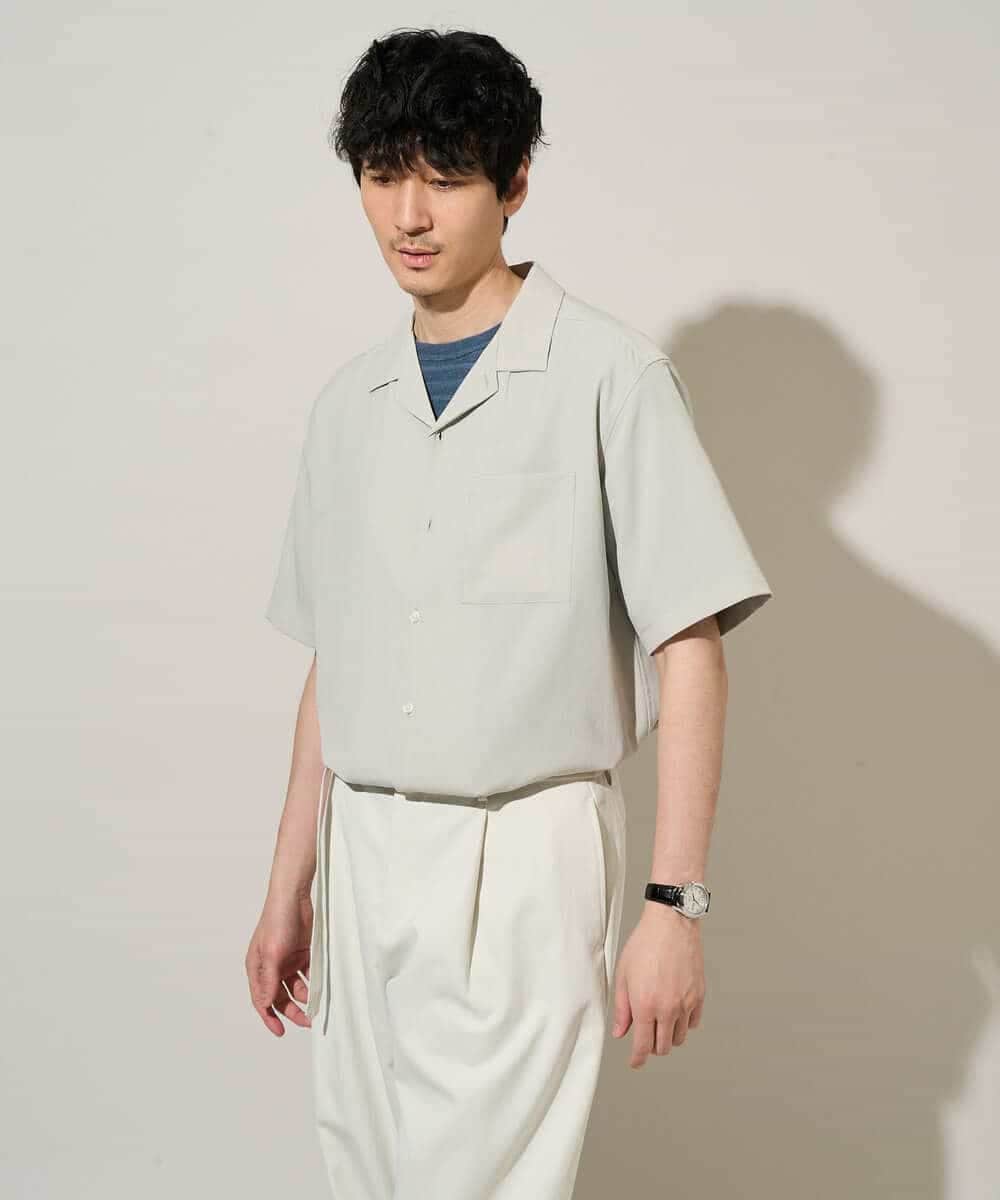 KHBGD78049 a.v.v MEN(アー・ヴェ・ヴェ) <新色&再入荷> ＼夏に嬉しい機能全部付き／　リライト オープンカラーシャツ ダークグレー
