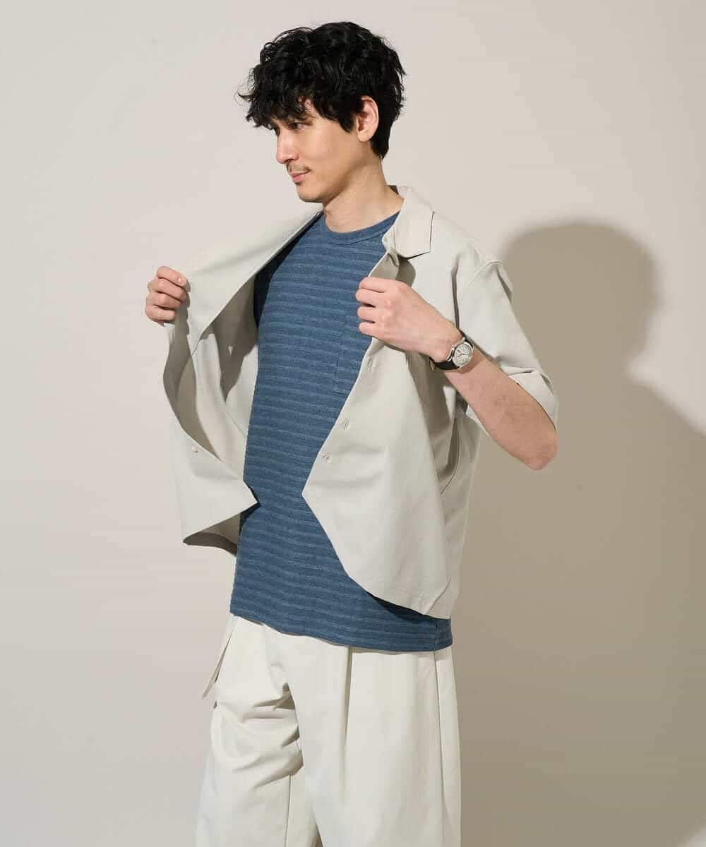 KHBGD78049 a.v.v MEN(アー・ヴェ・ヴェ) <新色&再入荷> ＼夏に嬉しい機能全部付き／　リライト オープンカラーシャツ ダークグレー