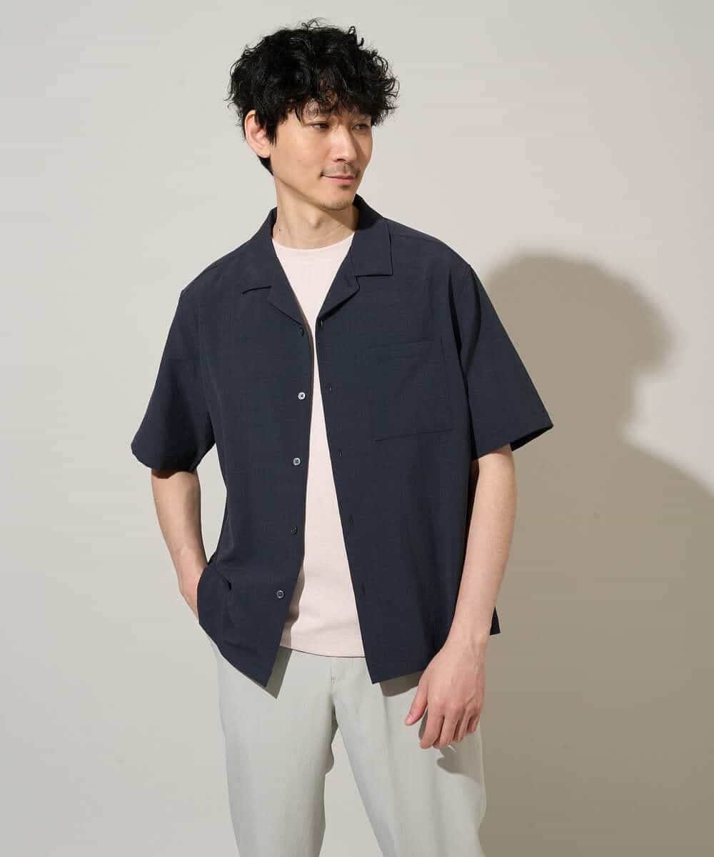 KHBGD78049 a.v.v MEN(アー・ヴェ・ヴェ) <新色&再入荷> ＼夏に嬉しい機能全部付き／　リライト オープンカラーシャツ ダークグレー