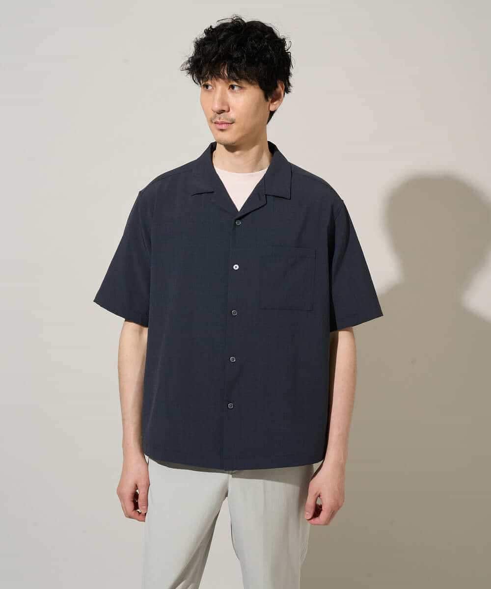 KHBGD78049 a.v.v MEN(アー・ヴェ・ヴェ) <新色&再入荷> ＼夏に嬉しい機能全部付き／　リライト オープンカラーシャツ ダークグレー