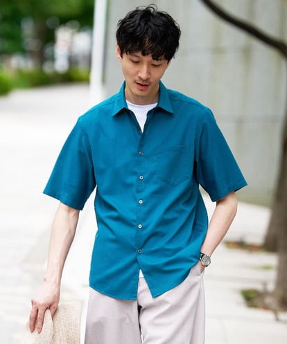 KHBHD70054 a.v.v MEN 【接触冷感/洗濯機で洗える/速乾/防シワ/イージーケア/ストレッチ】ポリエステルアサハンソデシャツ