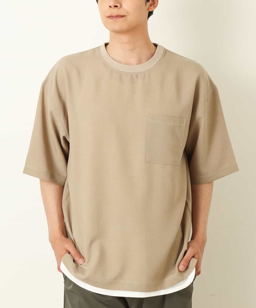 KHBHP62059 a.v.v MEN(アー・ヴェ・ヴェ) 【S-XXL/2SET】カットソー付きシャツプルオーバー ベージュ