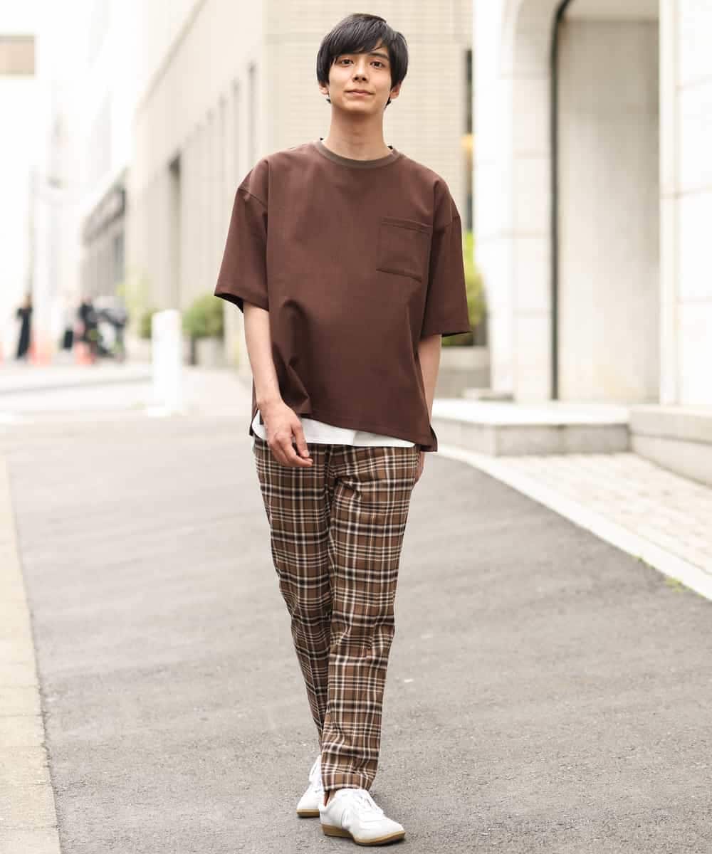 KHBHP62059 a.v.v MEN(アー・ヴェ・ヴェ) 【S-XXL/2SET】カットソー付きシャツプルオーバー ブラウン