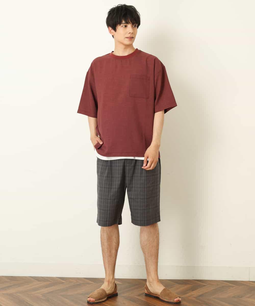 KHBHP62059 a.v.v MEN(アー・ヴェ・ヴェ) 【S-XXL/2SET】カットソー付きシャツプルオーバー ブラウン