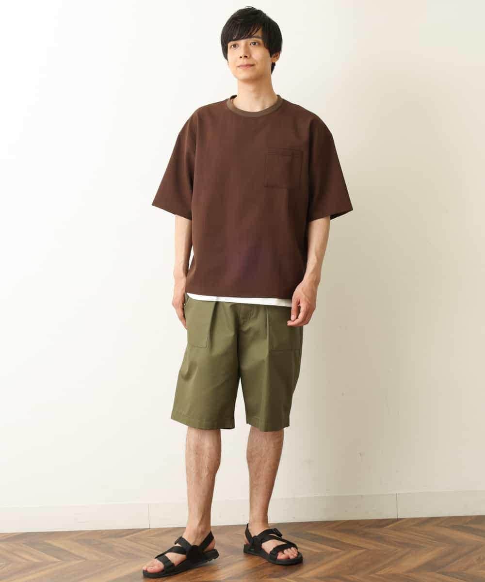 KHBHP62059 a.v.v MEN(アー・ヴェ・ヴェ) 【S-XXL/2SET】カットソー付きシャツプルオーバー ブラウン