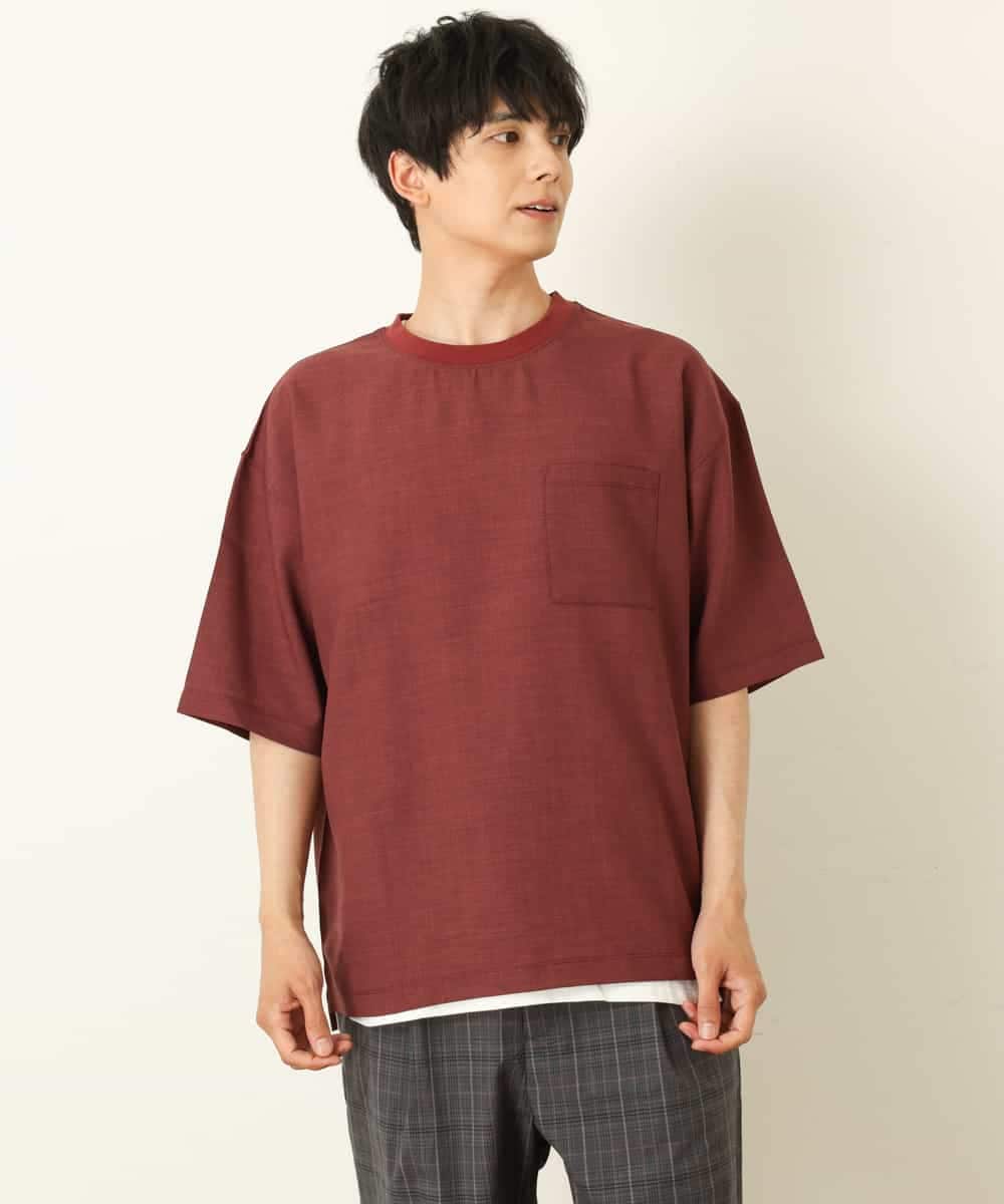 KHBHP62059 a.v.v MEN(アー・ヴェ・ヴェ) 【S-XXL/2SET】カットソー付きシャツプルオーバー ブラウン