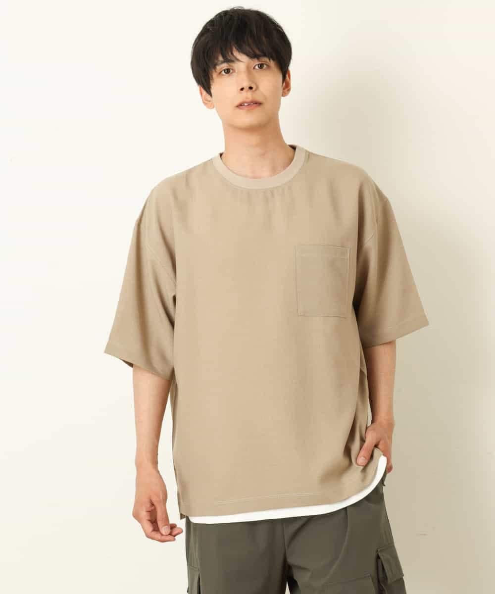 KHBHP62059 a.v.v MEN(アー・ヴェ・ヴェ) 【S-XXL/2SET】カットソー付きシャツプルオーバー ブラウン