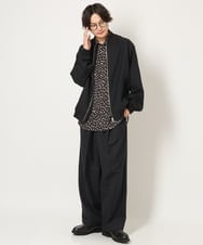 KHBJS06069 a.v.v MEN(アー・ヴェ・ヴェ) レオパード柄プリントワイドシャツ ブラウン