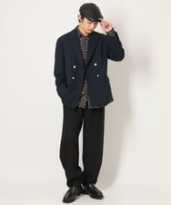 KHBJS06069 a.v.v MEN(アー・ヴェ・ヴェ) レオパード柄プリントワイドシャツ ブラウン