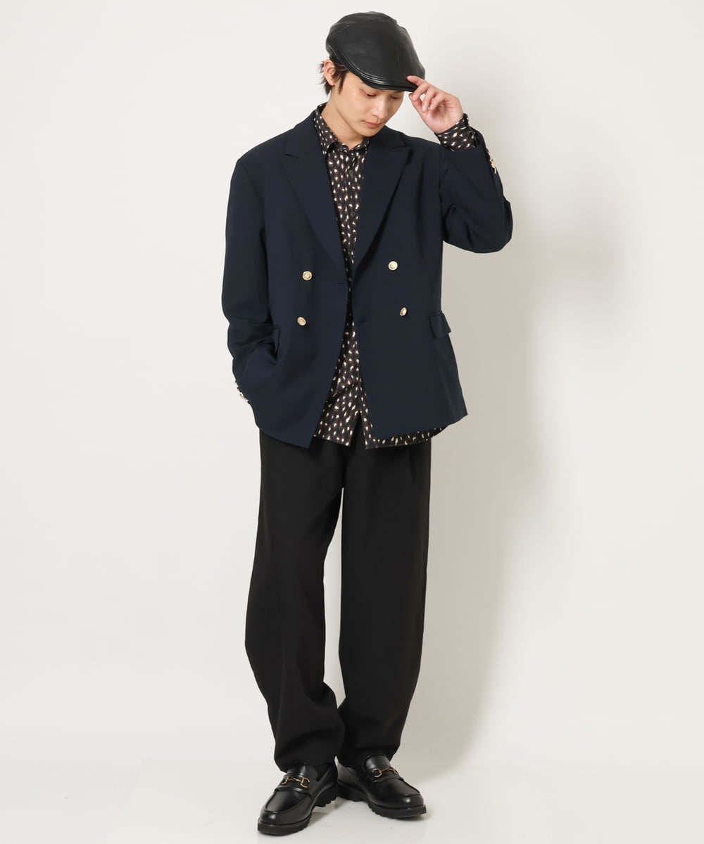 KHBJS06069 a.v.v MEN(アー・ヴェ・ヴェ) レオパード柄プリントワイドシャツ ブラウン