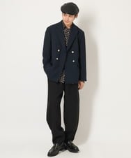 KHBJS06069 a.v.v MEN(アー・ヴェ・ヴェ) レオパード柄プリントワイドシャツ ブラウン