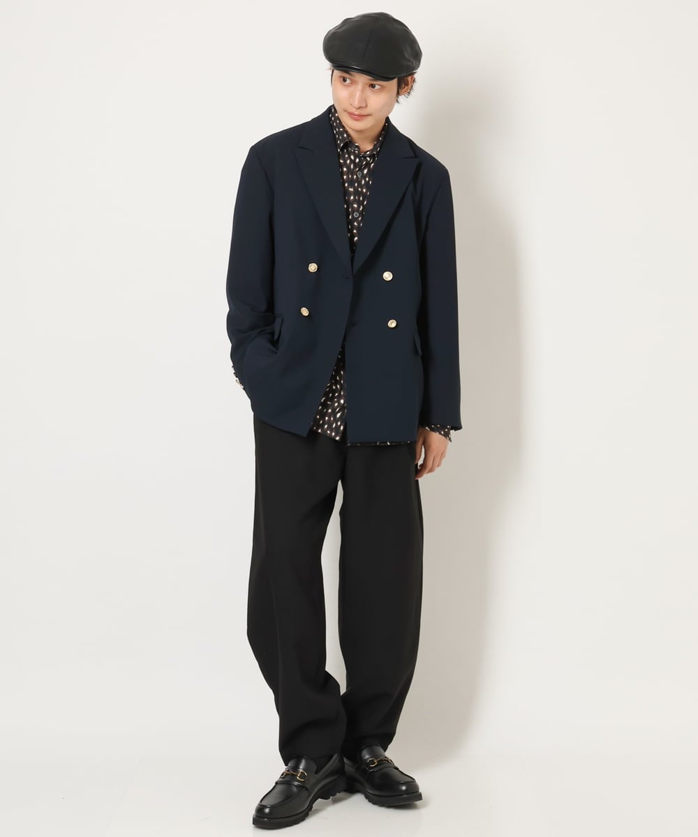 KHBJS06069 a.v.v MEN(アー・ヴェ・ヴェ) レオパード柄プリントワイドシャツ ブラウン