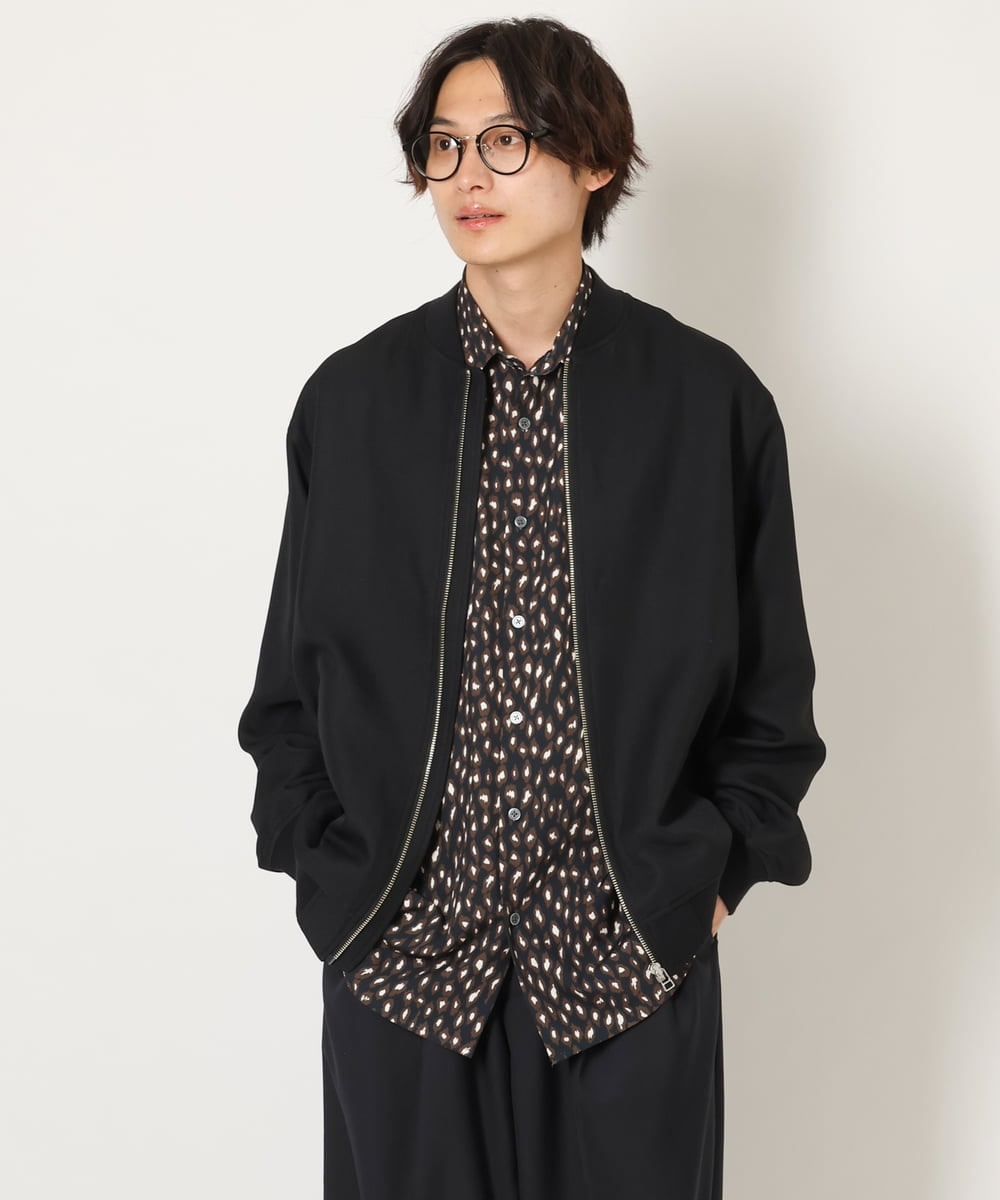 KHBJS06069 a.v.v MEN(アー・ヴェ・ヴェ) レオパード柄プリントワイドシャツ ブラウン