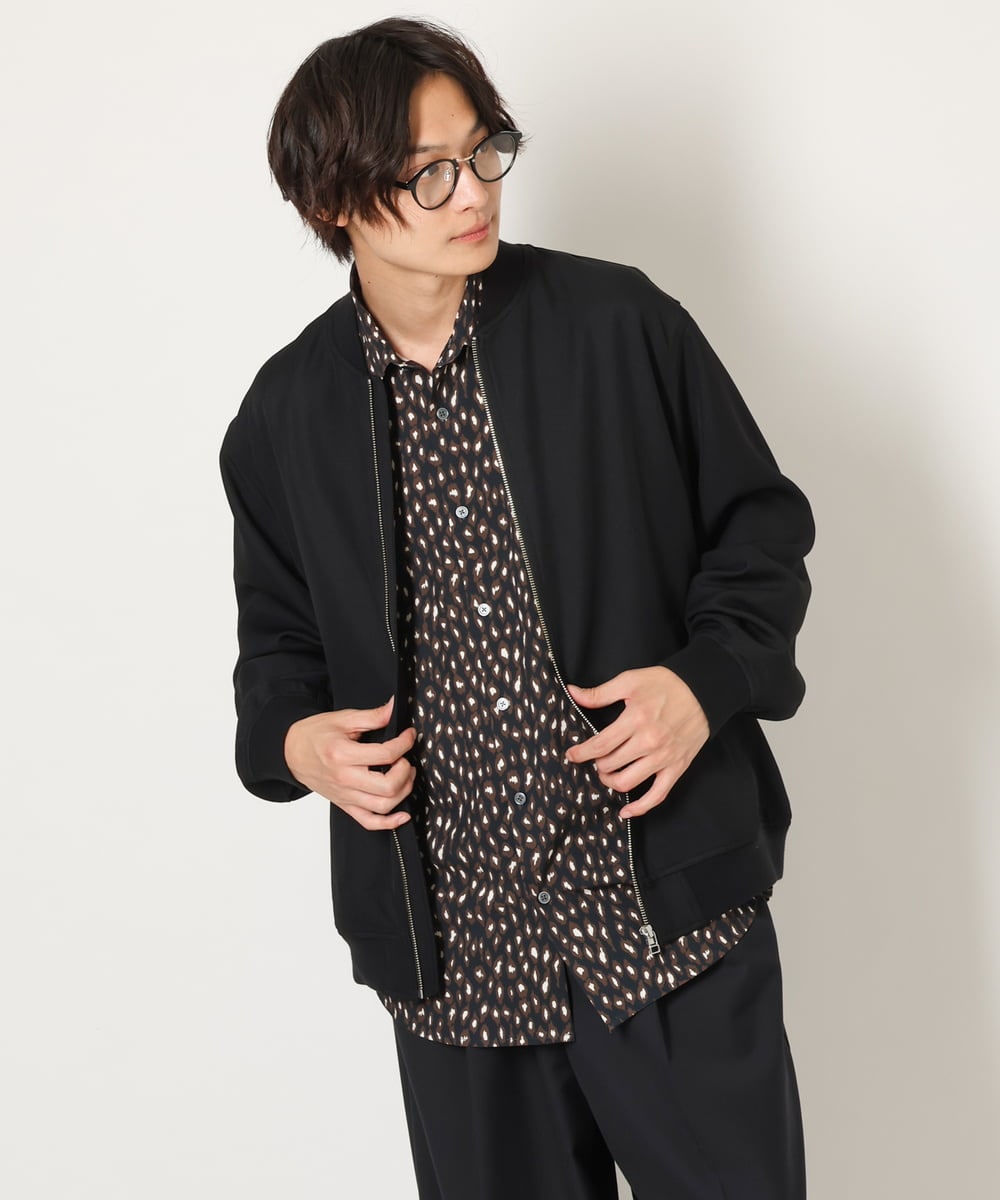 KHBJS06069 a.v.v MEN(アー・ヴェ・ヴェ) レオパード柄プリントワイドシャツ ブラウン