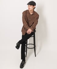 KHBJS06069 a.v.v MEN(アー・ヴェ・ヴェ) レオパード柄プリントワイドシャツ ブラウン