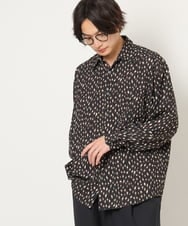 KHBJS06069 a.v.v MEN(アー・ヴェ・ヴェ) レオパード柄プリントワイドシャツ ブラウン