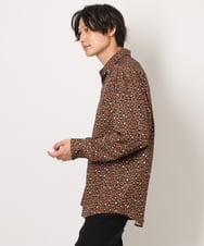 KHBJS06069 a.v.v MEN(アー・ヴェ・ヴェ) レオパード柄プリントワイドシャツ ブラウン