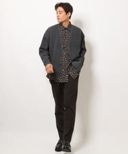 KHBJS06069 a.v.v MEN(アー・ヴェ・ヴェ) レオパード柄プリントワイドシャツ ブラウン