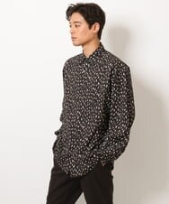 KHBJS06069 a.v.v MEN(アー・ヴェ・ヴェ) レオパード柄プリントワイドシャツ ブラウン